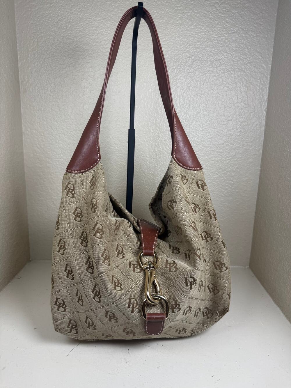 Y2K Vintage Dooney & Bourke signature monogram canvas hobo brown shoulder bag